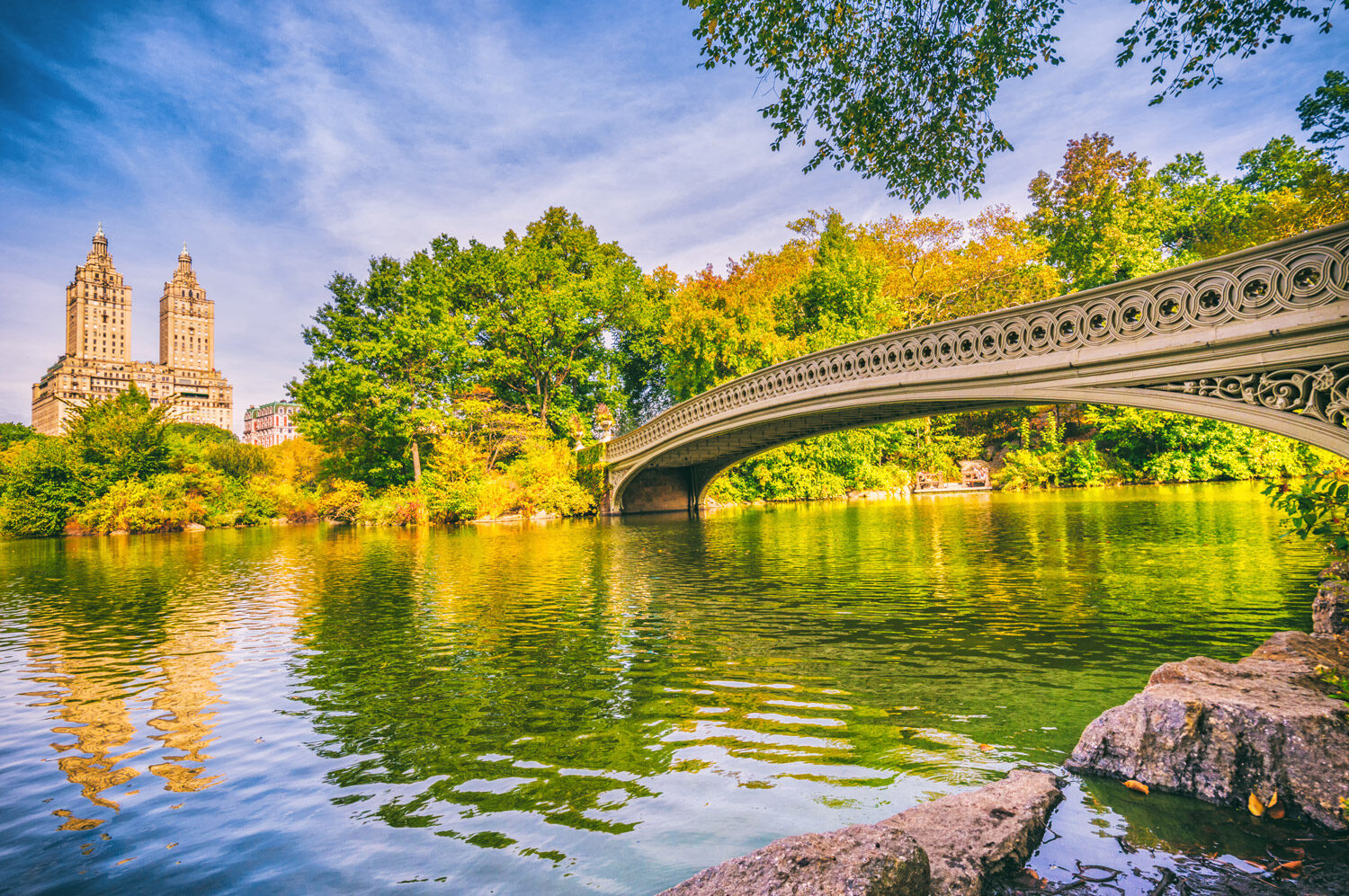 bow bridge in Central Park at Autumn New York Manhattan